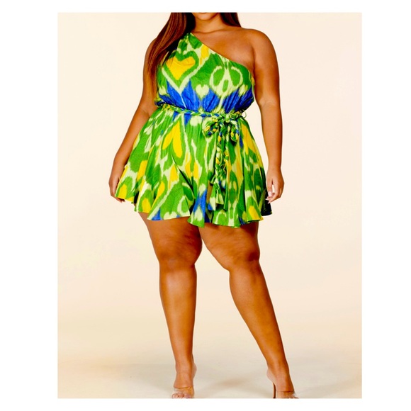 Asymmetrical Lemon Lime Romper - Picture 4 of 8